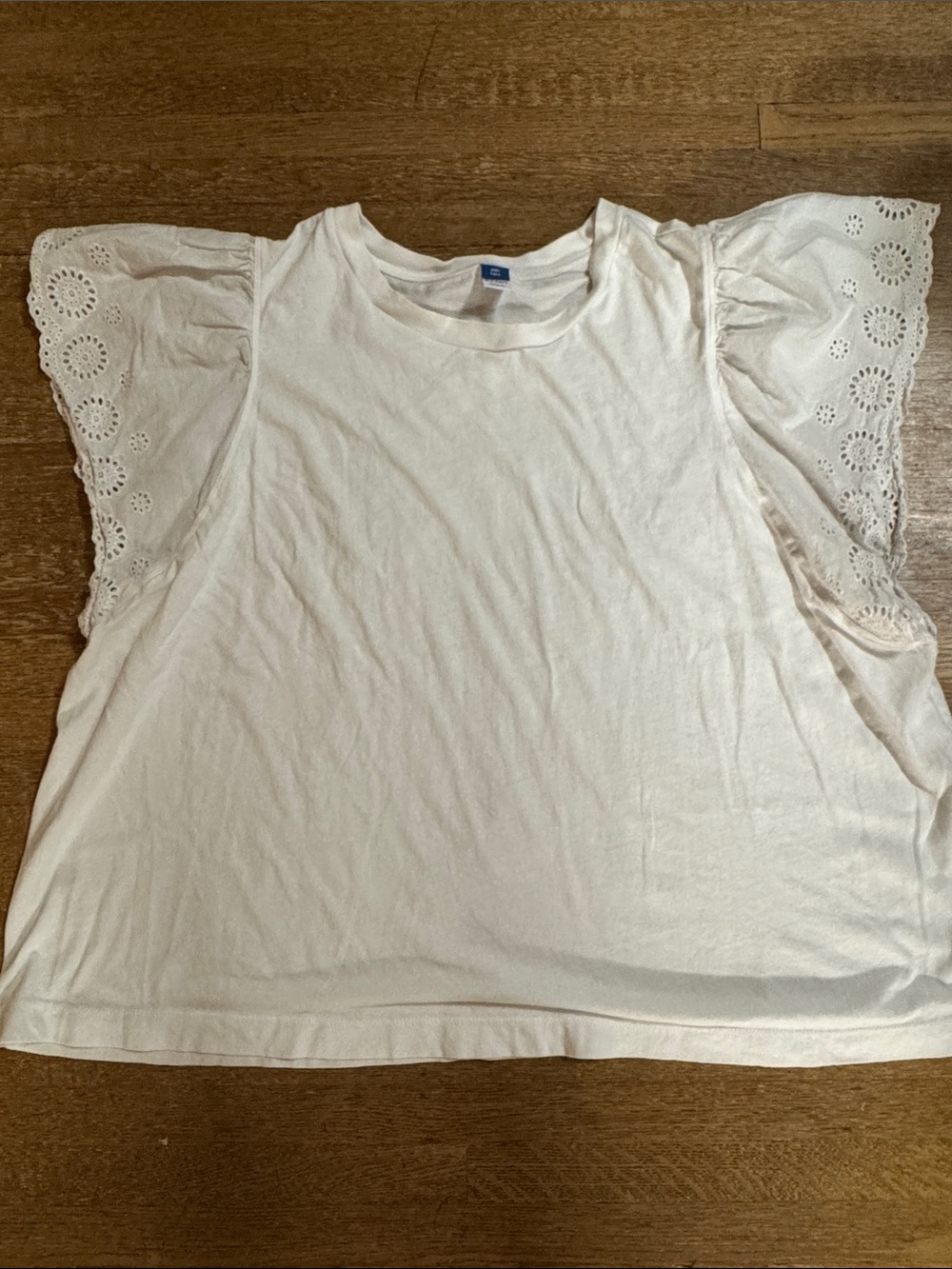 Old Navy White Eyelet Flutter Sleeve Tank Top